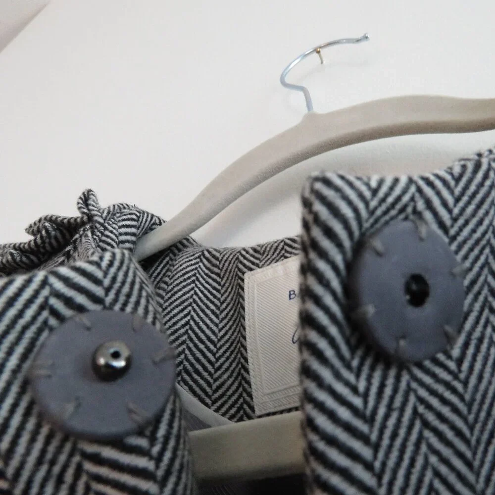 BANANA REPUBLIC X OLIVIA PALERMO Herringbone Ruffle Cape Academia Wool Blend XS - Picture 5 of 16